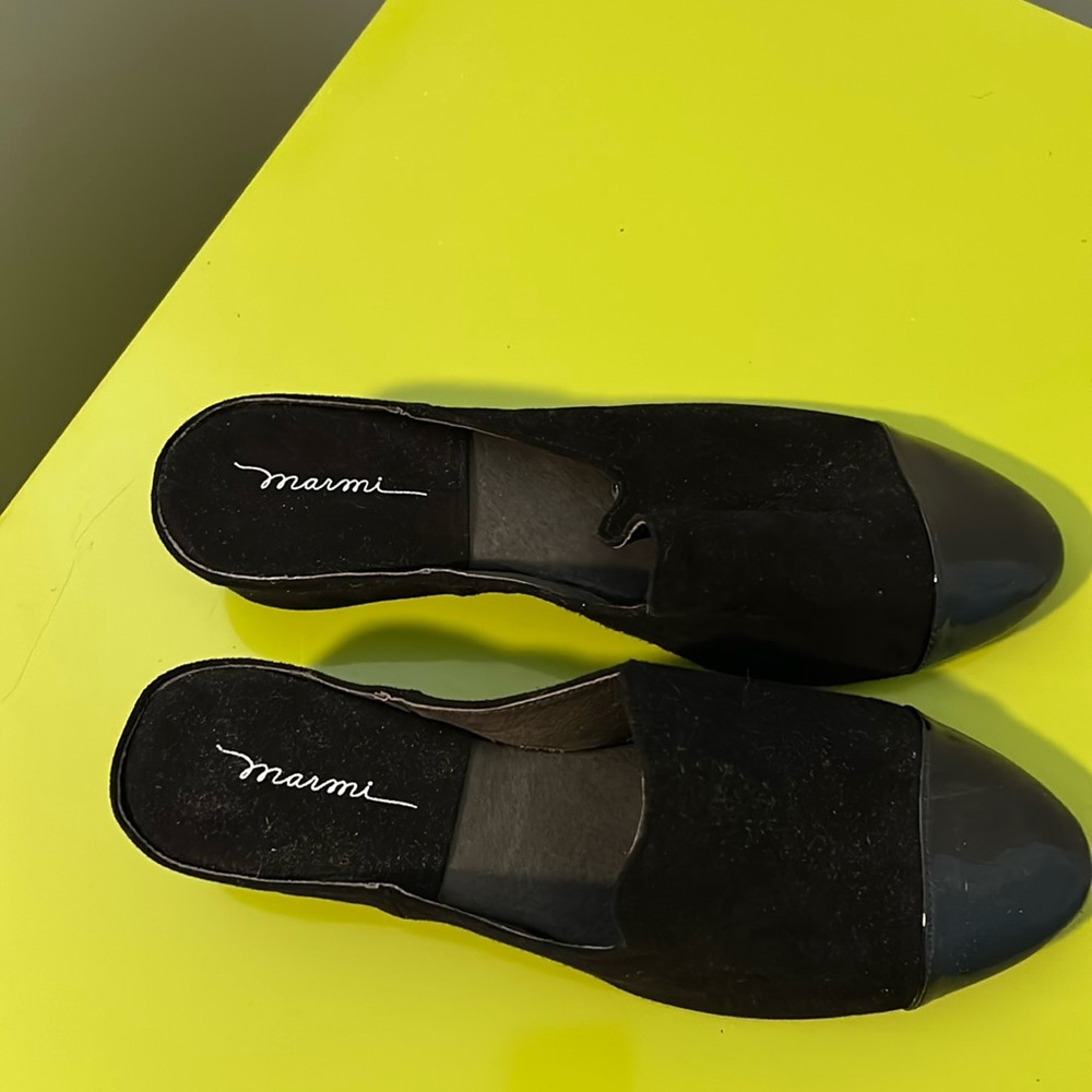 Marmi slide mules, with wedge. Never worn. Size 40.